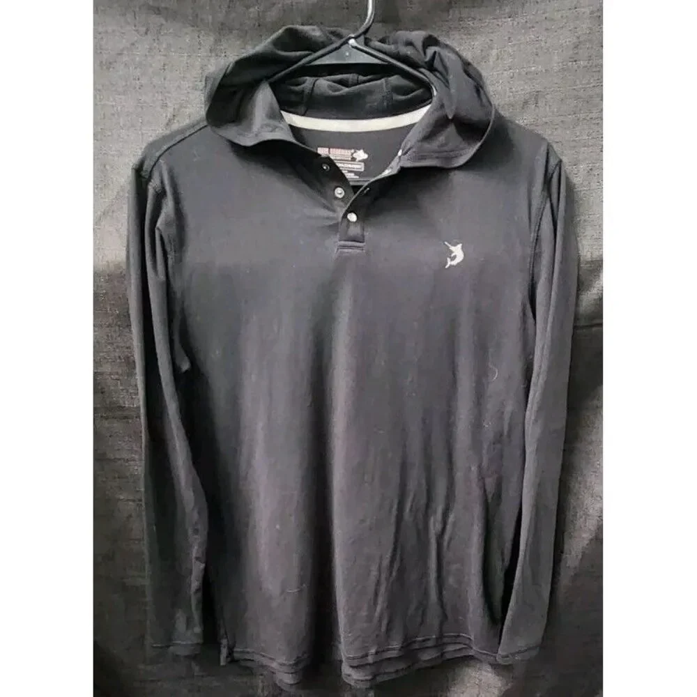 REEL LEGENDS Fishing Boys Black‎ Long Sleeve SHIRT HOODIE Pullover Sz 14/16 Lrg